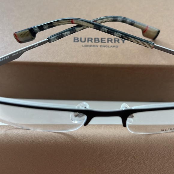 BURBERRY MADE IN ITALY MENS FRAMES BRAND NEW 1344 1003 MATTE BLACK SEMI RIM - Picture 5 of 6